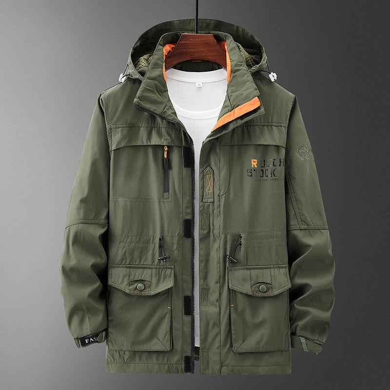 

Чоловіча повсякденна куртка-вітрівка великого розміру для вулиці M (100-120 kg) армія зелений колір