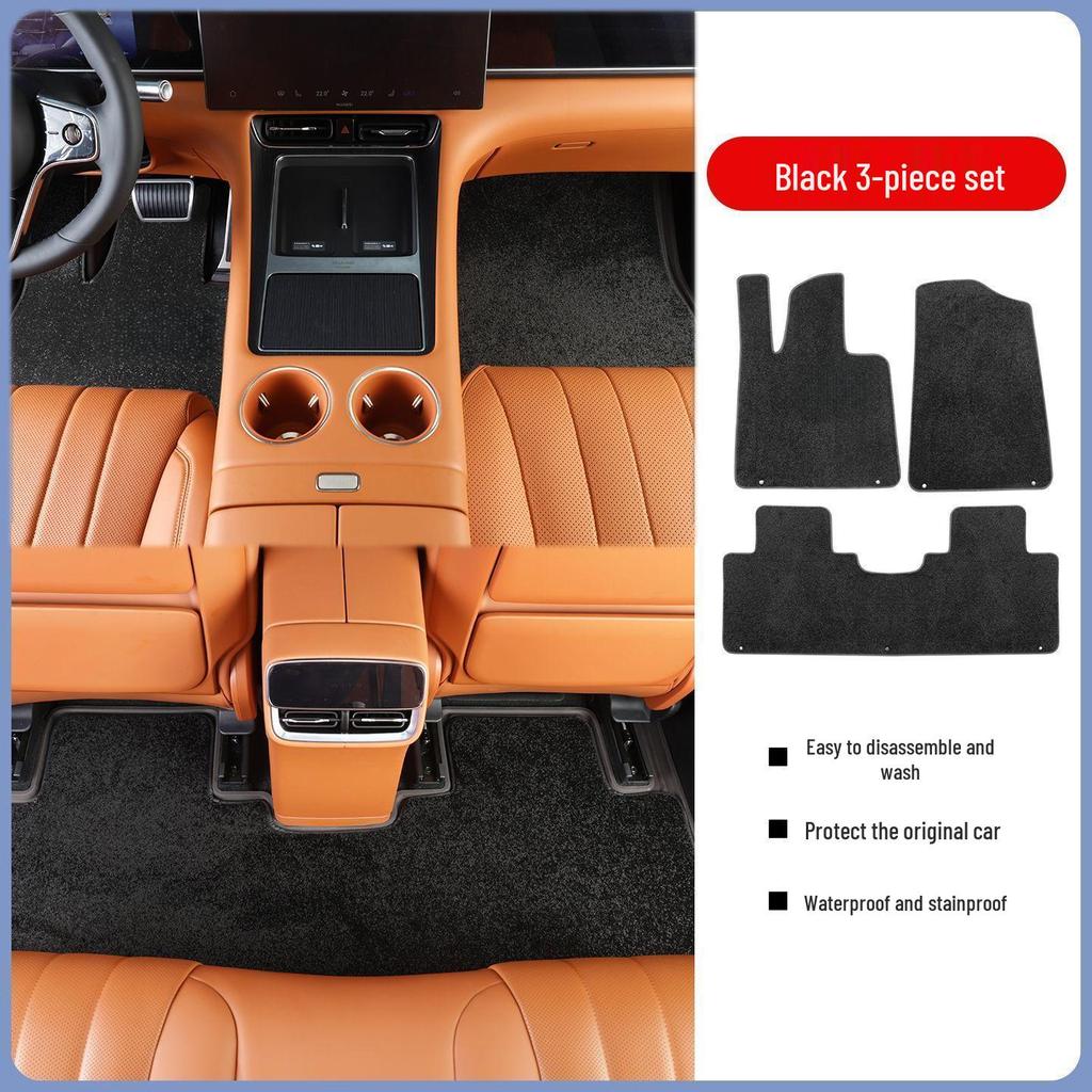 AITO M7 Floor Mats: Compatible with 26 Models, TPE Base, Cashmere-Imitation Carpet, 3D Surround Design.