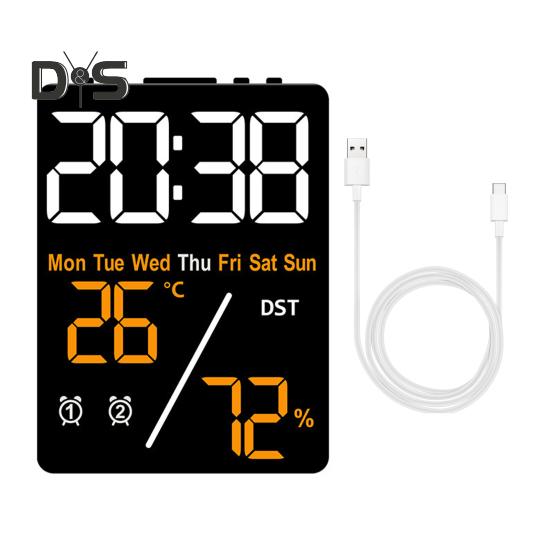Multifunctional Large Screen Digital Alarm Clock Brightness Adjustment Humidity Temperature Display Desktop Clock