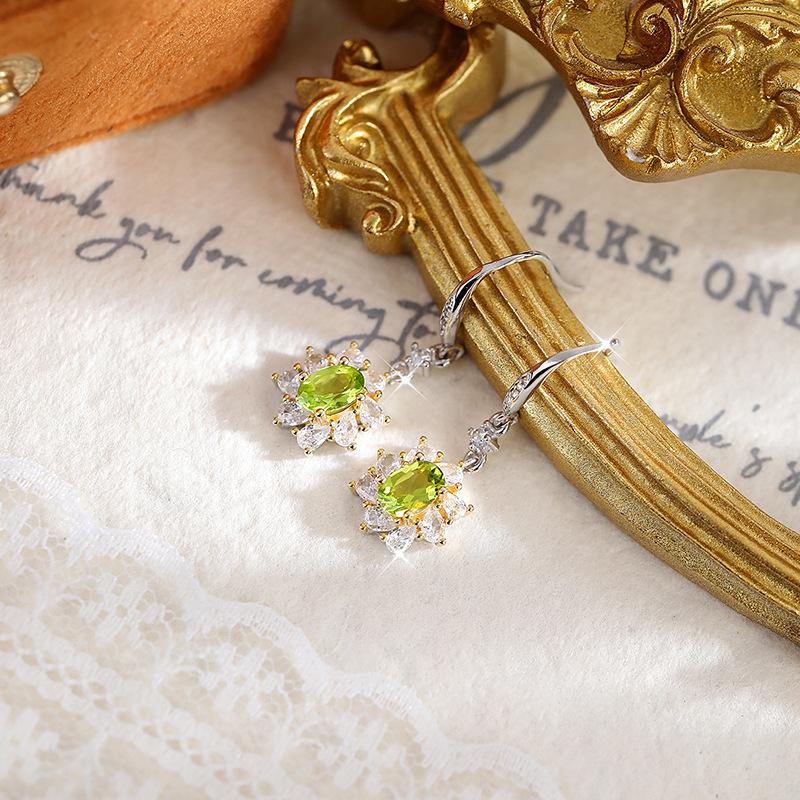 High-end Niche Light Luxury S925 Sterling Silver Natural Colored Treasure Earrings, Earrings Do Not Fade, Jewelry