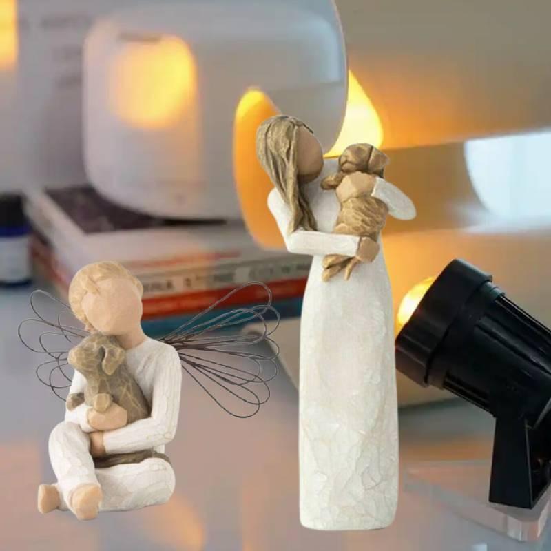 Tree Angels Willow Figurine Embrace Pet Ornament Sculptures Statue Gift Resin