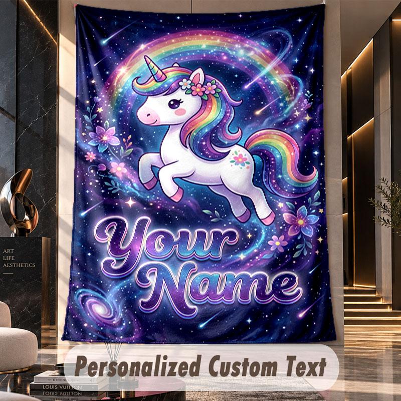 Unicorn (388) Theme Custom Tapestry Personalized Custom Name Text Wall Hanging Tapestry Home Decor Background Cloth