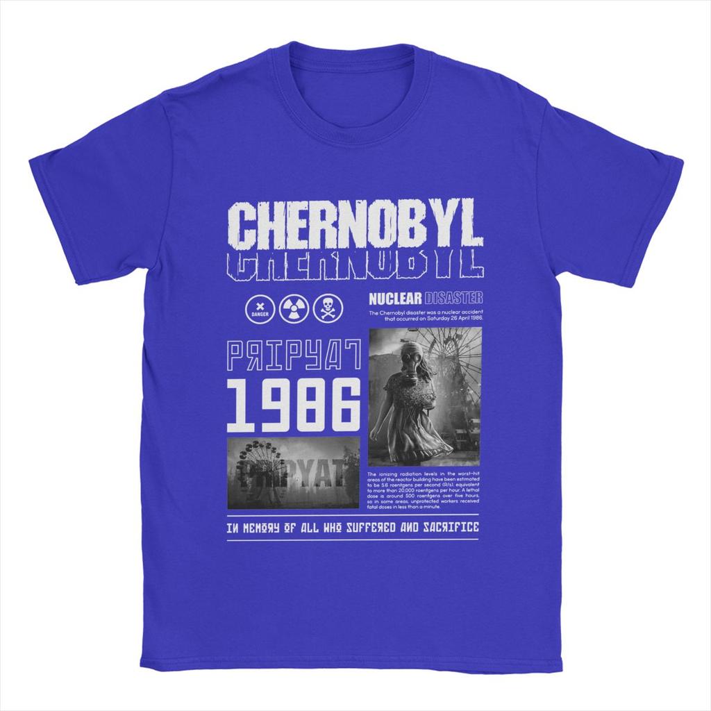 T-Shirt Tschernobyl Herren Baumwolle Lustiges T-Shirt O-Ausschnitt T-Shirts Kurzarm Kleidung Übergröße