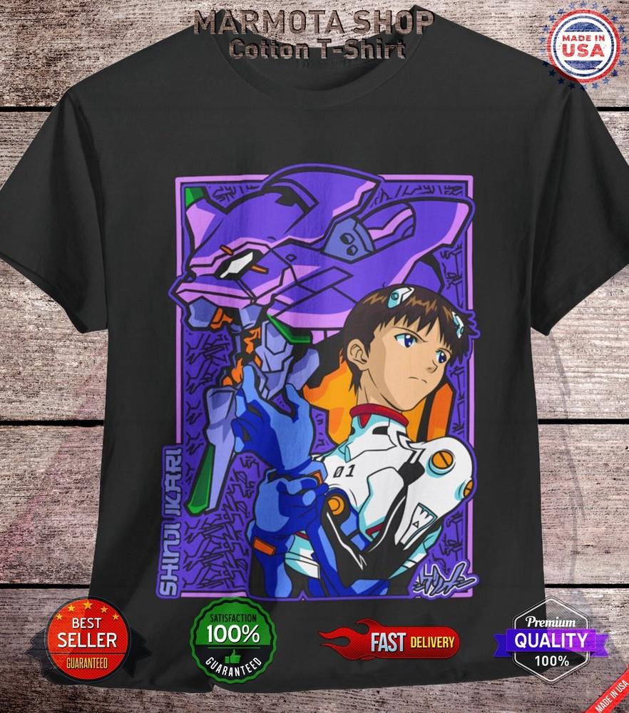 

Shinji Ikari Shirt Neon Genesis Evangelion Anime Tee T-Shirt Asuka Rei Unisex S