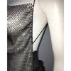 Sexy Sleeveless Dress with Backless Design Fishnet Rhinestone Lace Up Bodycon for Trendy Women