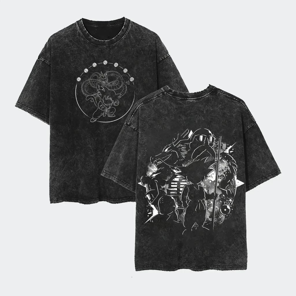 Camiseta Vintage Lavada Tokyo Ghoul Kaneki Ken Centípedo Kagune Anime para Hombre Harajuku Streetwear Gótico Camiseta Oversize de Manga Corta