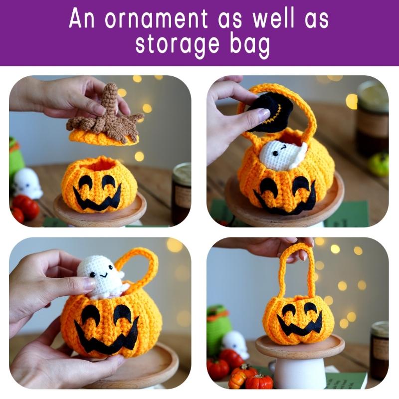 Halloween Crochet Set Knitting Supplies Beginner Crochet Set for Kid Adult, with Step-by-Step Video Tutorial Instruction