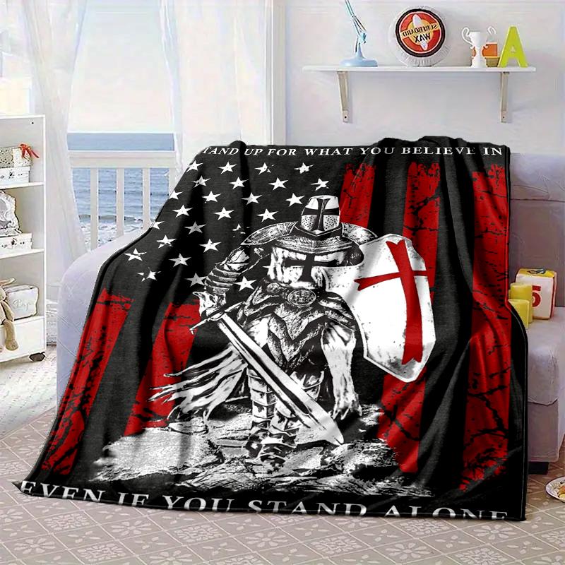Knightly Crusader Armor Blanket Flannel Blanket for bed, sofa, Camping, Hiking, Picnic Essentials, gift for family Fan gifts