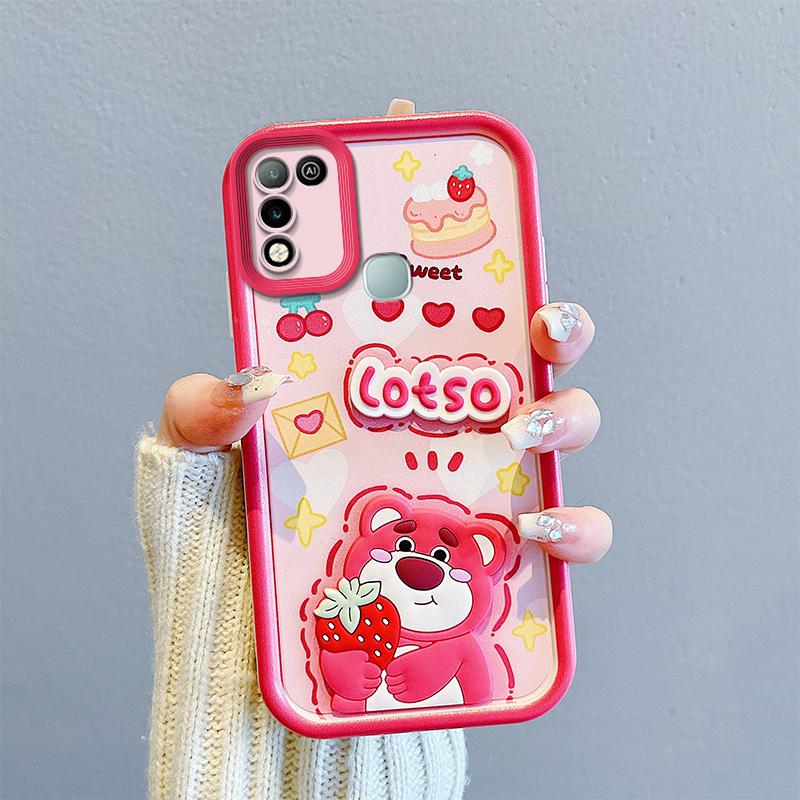 KEYSION Shockproof Case for Infinix Hot 11 Play with Lanyard Silicone Cute 3D Cartoon Doll Phone Cover for Infinix Hot 9 10 Play