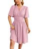 2024 Spring/Summer Women's V-Neck Waist-Cinching Flared Sleeve Dress