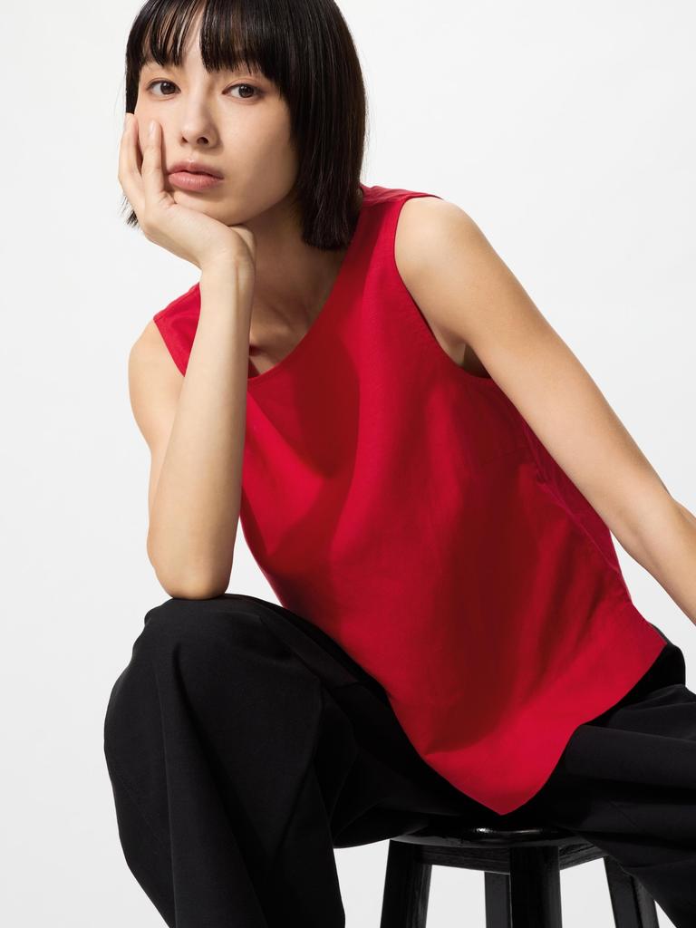 Uniqlo Japan Linen Blend Blouse Sleeveless