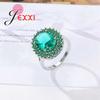 Trendy Wedding 925 Sterling Silver Rings For Brides Green Cubic Zirconia Crystal Bands Style Proposal Ring Women Jewelry