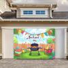 2D BBQ Party Background Cloth, Cartoon Grill and Backyard Decor