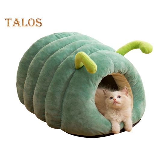 

Гнездо для кошки со съемной подушкой в форме червяка, клетка для животных с защитой от влаги, дно с защитой от ветра, сохранение тепла, лежанка для кошки, пещера, зимний домик для кошки M зелёный