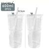 1/2PCS 600ml Stripe Glass Cup with Lid and Straw Transparent Drinking Glasses for Juice Water and Iced Coffee Cups Drinkware Mug