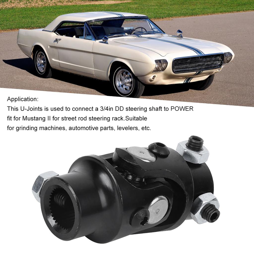 Steering Shaft U Joint 3 4 36 Spline X 3 4in DD for Grinding Machines Levelers Fit for Mustang(Black )