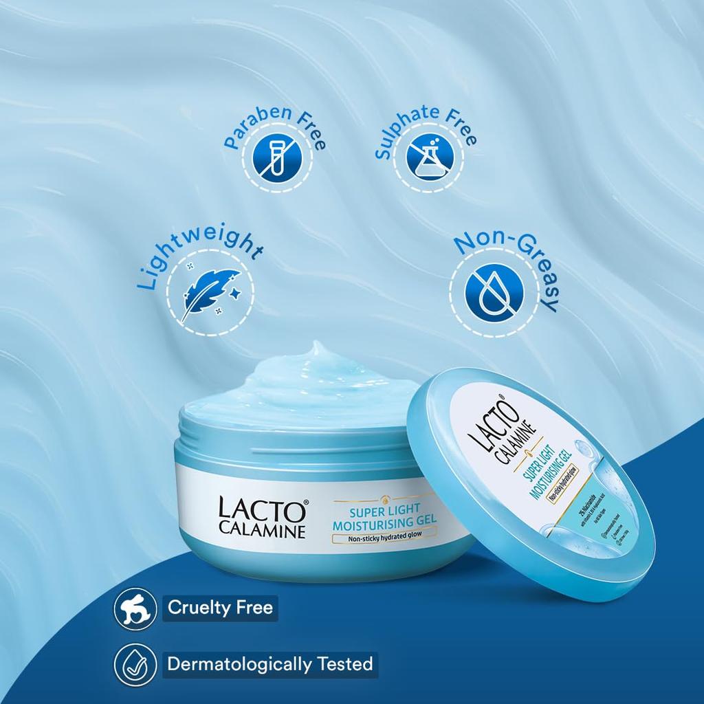 Lacto Calamine Super Light Moisturizer Face 150g Hydrating Non-Sticky Daily Cream for Oily Skin Glow
