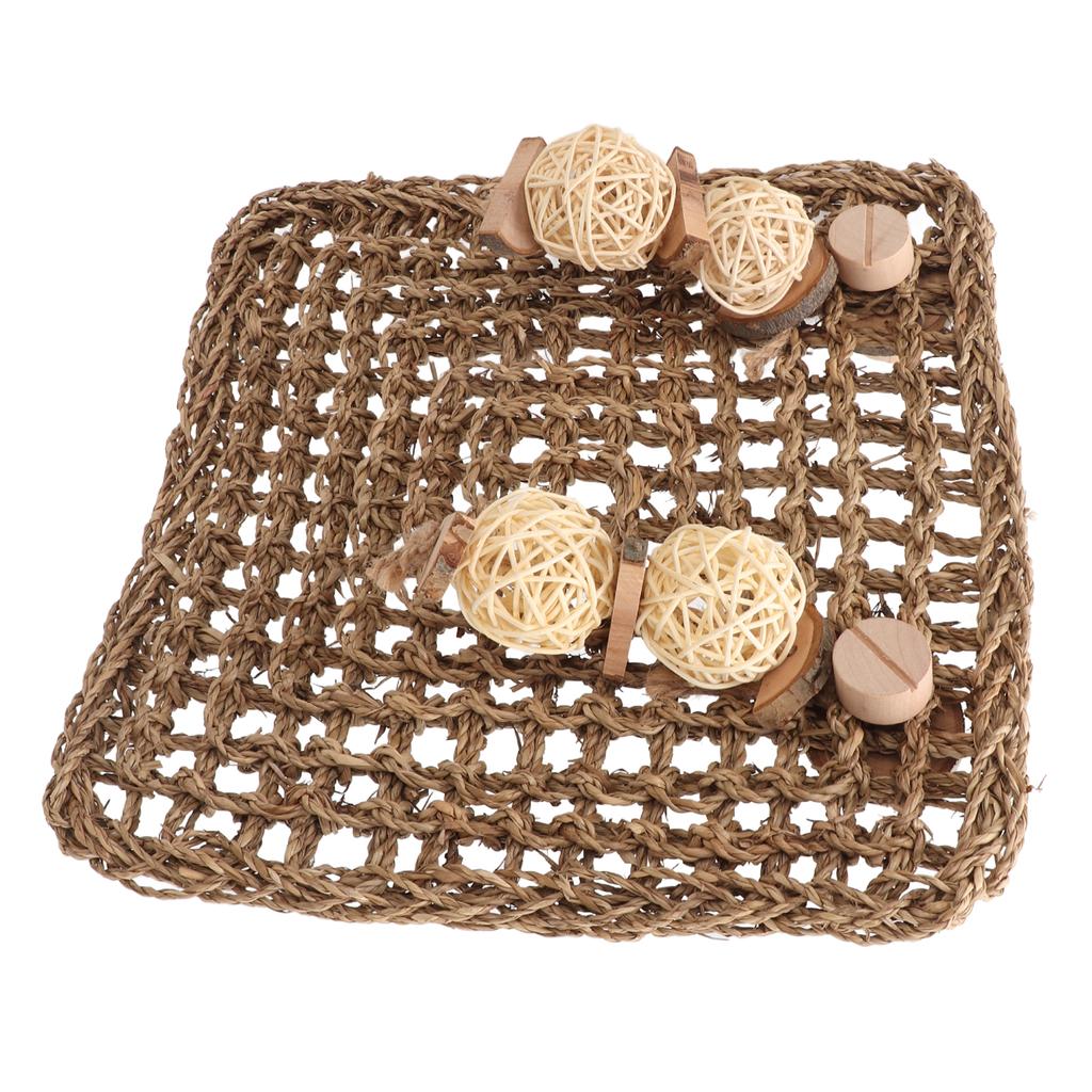 Pet Seagrass Mat Natural Woven Teeth Grinding Rabbits Bite Protector Mat for Guinea Pig Bunny