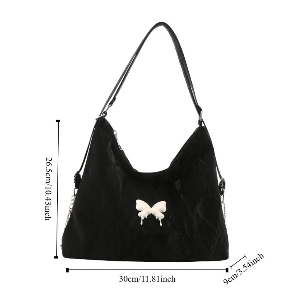 Tote Bag Solid Color Shoulder Bag Brown Retro Crossbody Bag Elegant Butterfly PU Backpack  Students