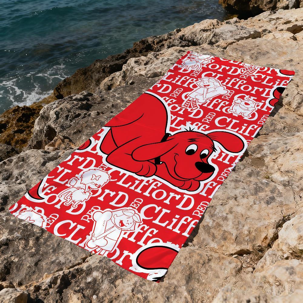 C-clifford B-big cute R-red Dog Towel Large Quick-Drying Microfiber soft Beach Towel for Travel Fitness Sauna Bathing Camping