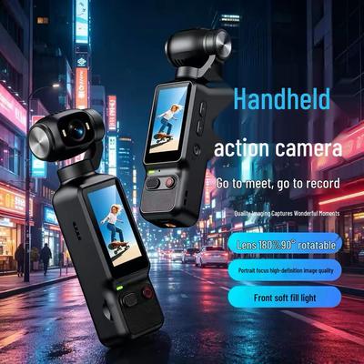 4K HD Handheld Pocket Gimbal Camera: Flip Vlog Outdoor Sports Anti-Shake Portable Camcorder