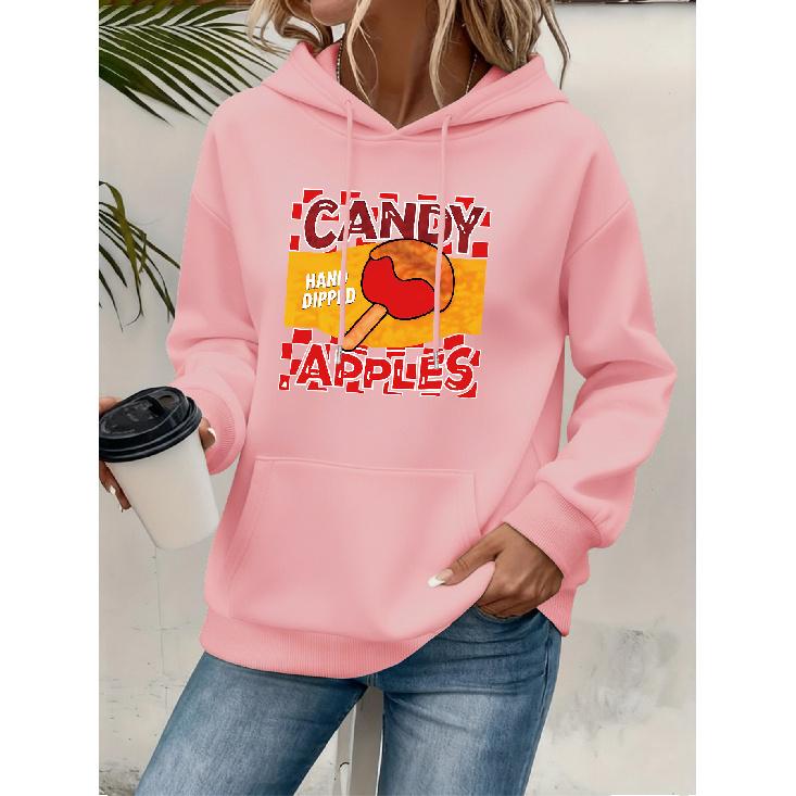 Women's Casual Graphic Hoodie – Soft Fleece Pullover Sweatshirt, Trendy Printed Long Sleeve Top, Loose Fit Streetwear for Fall/Winter
