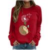 Fashion Womens Loose Winter Print  Long Sleeve Sweater With Fleece Top