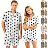 Couple Matching Pajama Set Short Sleeve Button Down Shirt with Hem and Shorts Set Soft Casual Sleepwear Available In Sizes S To XXXXL