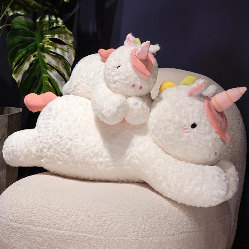 60/80cm Unicorn Plush Toy Cute Pink White Unicorn Doll Soft Stuffed Animal Horse Toys Sleep Pillow Girl Birthday Gifts