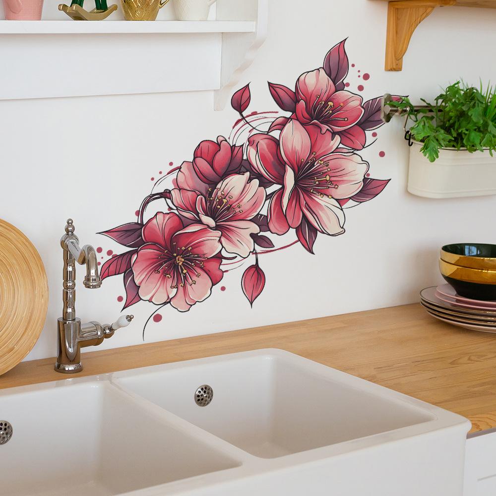 Bright Flowers Bedroom Living Room Wall Background Landscaping Decoration Wall Stickers