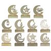 Ramadans Eid Mubaraks Lamp Decoration Handmade Wood Moon LED Light Ornament Gift
