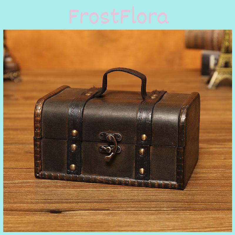 Retro Wooden Storage Box With Lock For Makeup Jewelry Desk Organizer Home Use