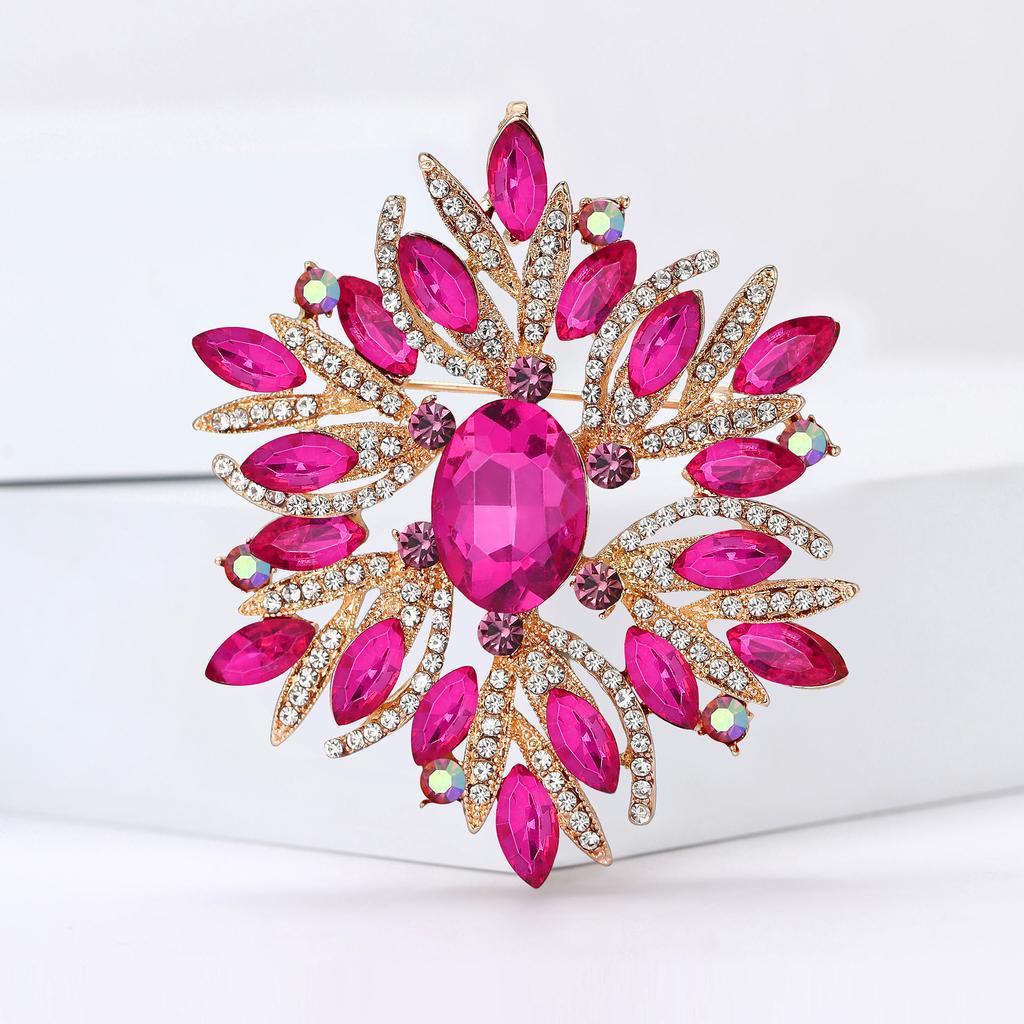 Women Glass Brooch Rhinestone Shining Boutique Decoration Badges Pins