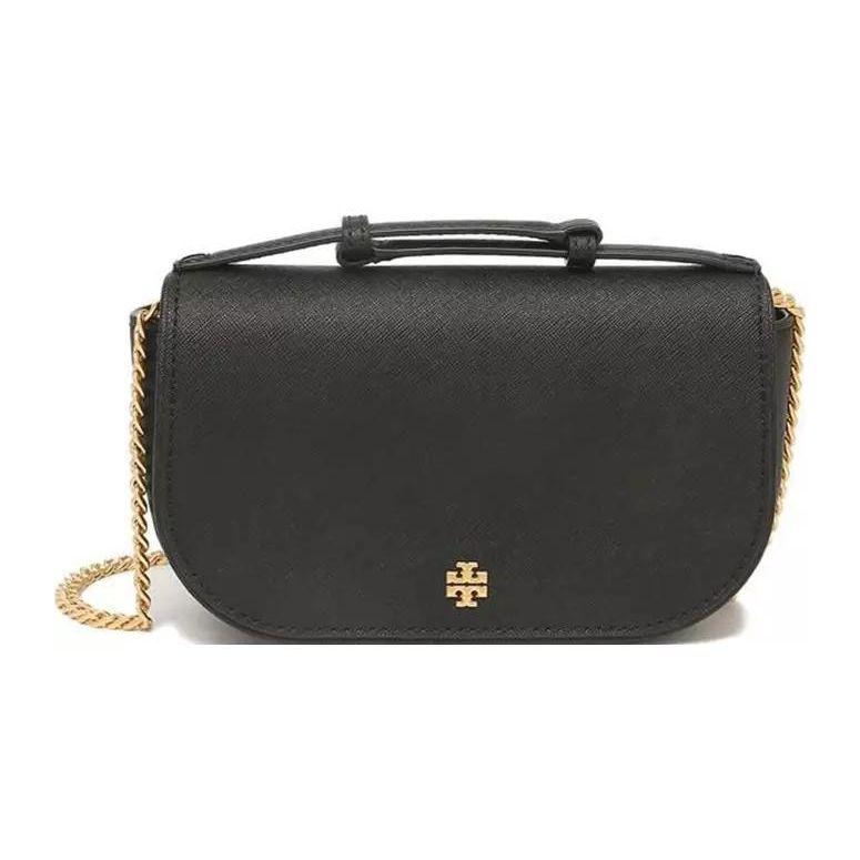 

Tory Burch Emerson Silver Double T Logo Minimalist Flap Closure Detachable Shoulder Strap Leather Crossbody Tote Bag Women bags Black 134841-001 Basic Set (Bag+Dust Bag)