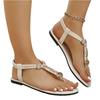 Women Bohemian Style Flat Toe Post Sandals Elastic Back Strap Slip On Beach Footwear Casual Summer Shoes for Outdoor