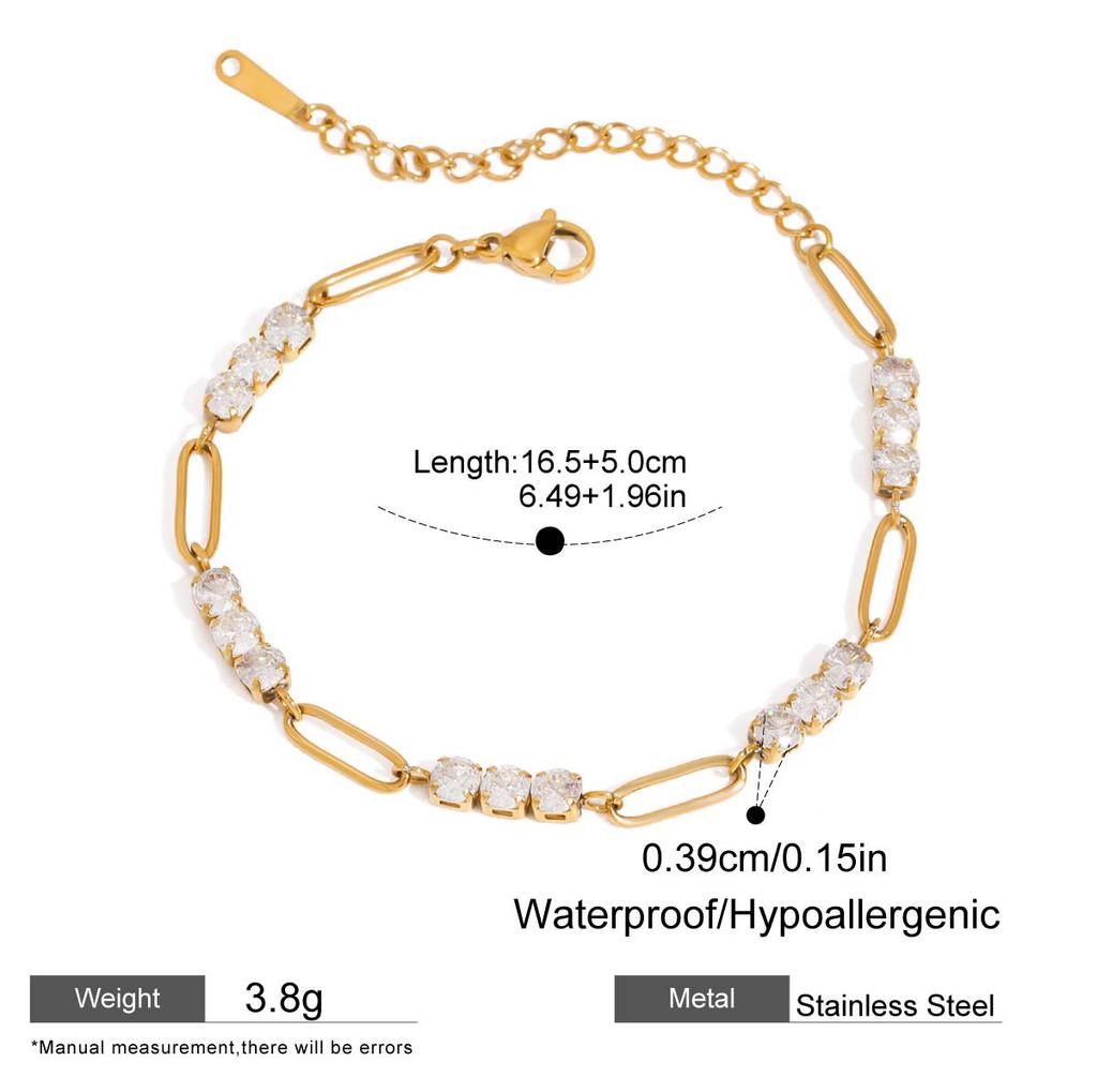 Delicate White Crystal Bracelets Sparkle Teardrop-shaped Zircon Bracelets Adjustable Stainless Steel Wedding Jewelry Accessories