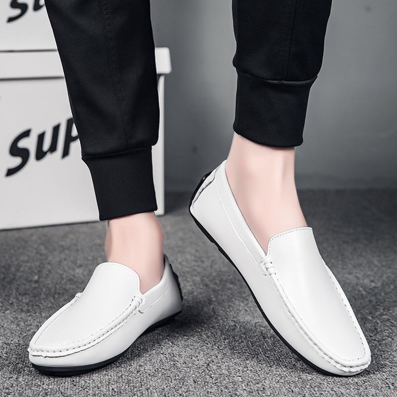 Fashion Men Casual Shoes Italian Loafers Moccasins Slip On Genuine Leather Mens Shoes Flats Breathable Footwear Male Driving Soft Shoes