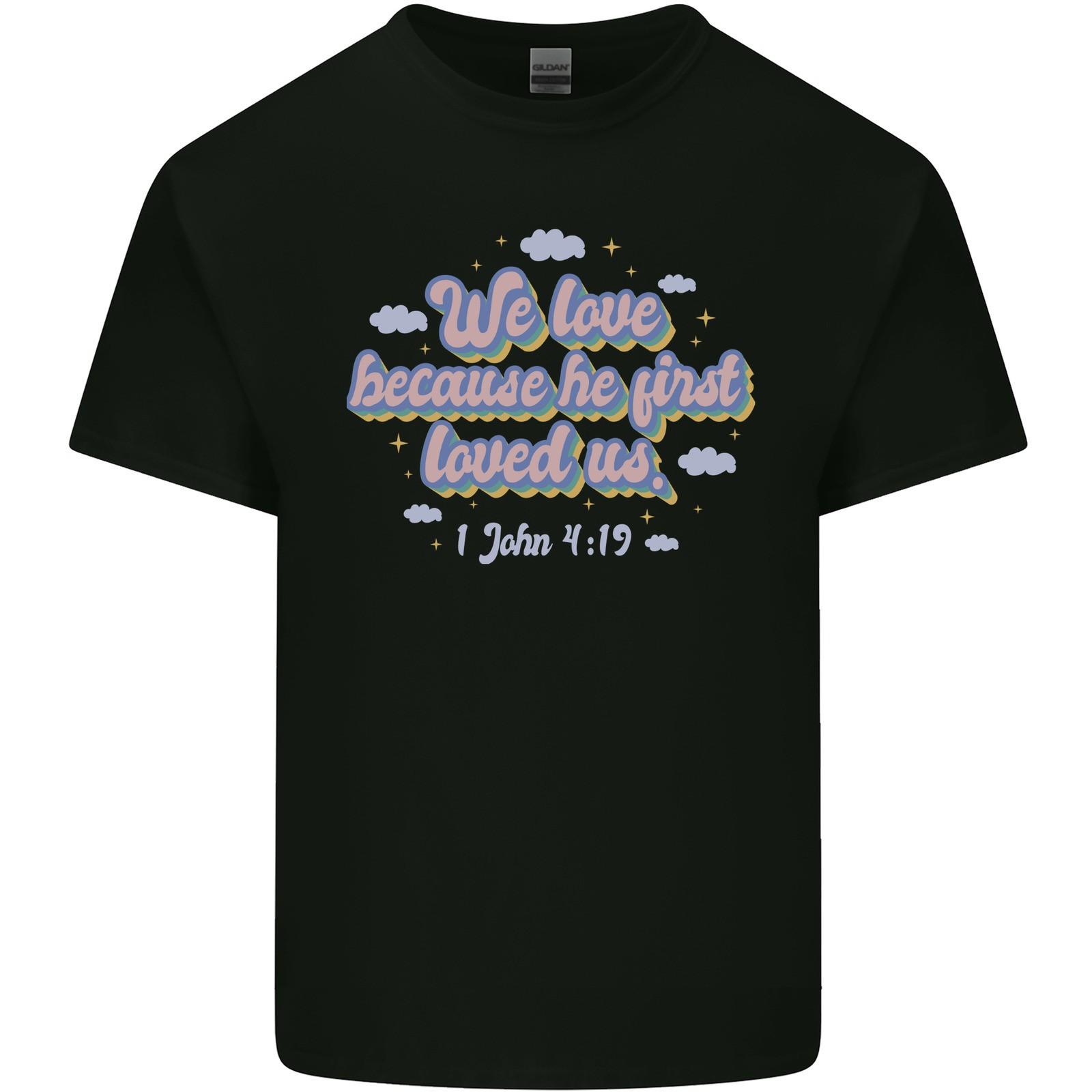 He First Loved Us Christian Jesus God Christ Mens Light Cotton T-Shirt S разноцветный