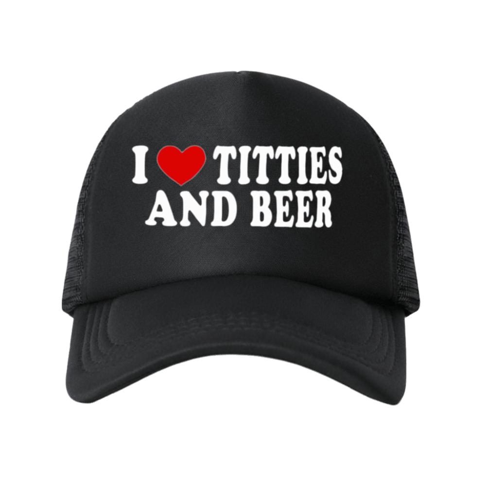 

Letter Printing I Love Titties And Beer Hats Breathable Adjustable Net Trucker Hat Hip-hop Mesh Baseball Cap