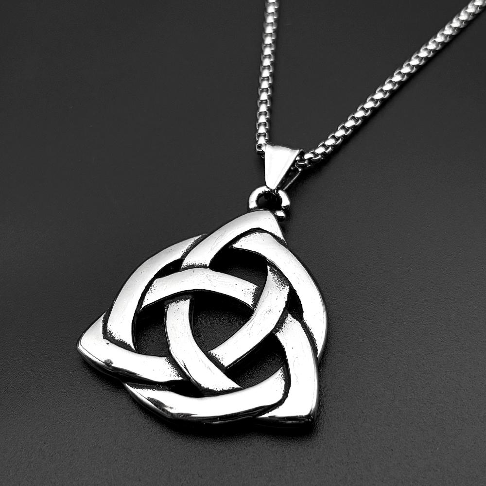Aesthetic Hollow Infinity Trinity Knot Pendant Necklace for Women Men Stainless Steel Witch Celtic Irish Knots Chain Jewelry