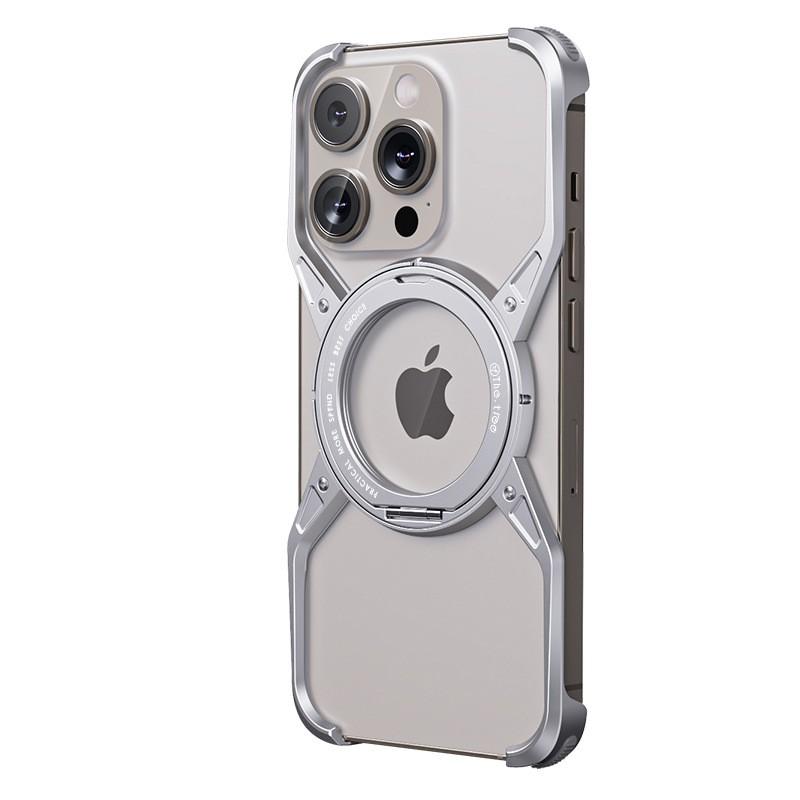 Magnetic Metal Phone Case With 360 Rotating Stand IPhone 17 Pro Max 16 15 Series Shockproof Anti-Slip