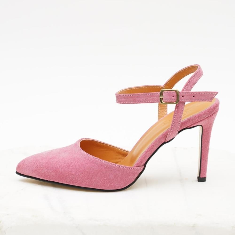 Women's Fashion Genuine Suede Pink Women's Heeled Shoes