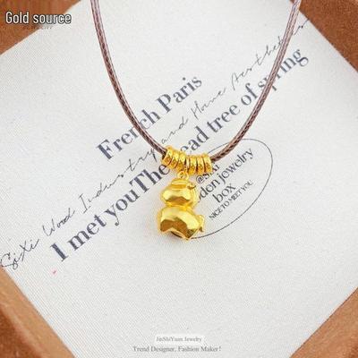 Gold Hammered Texture Rocking Horse Pendant Necklace with High Color Retention and Personality Tassel