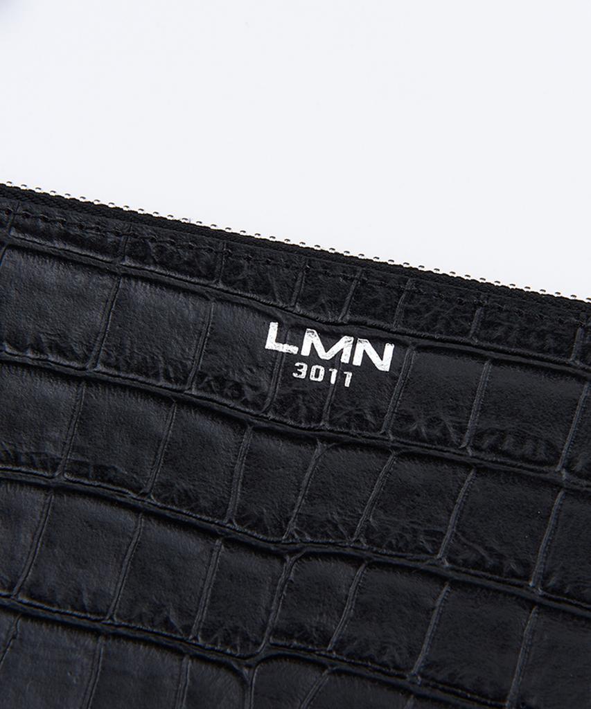 Lmn3011 Crocodile Embossed Clutch - Black