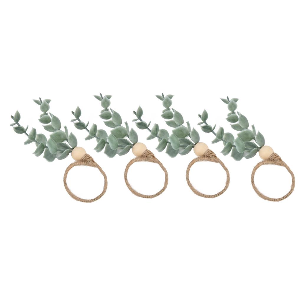 4Pcs Napkin Rings Simple Decorative Handicraft Leaf Flower Napkin Rings for Weddings New Years Parties