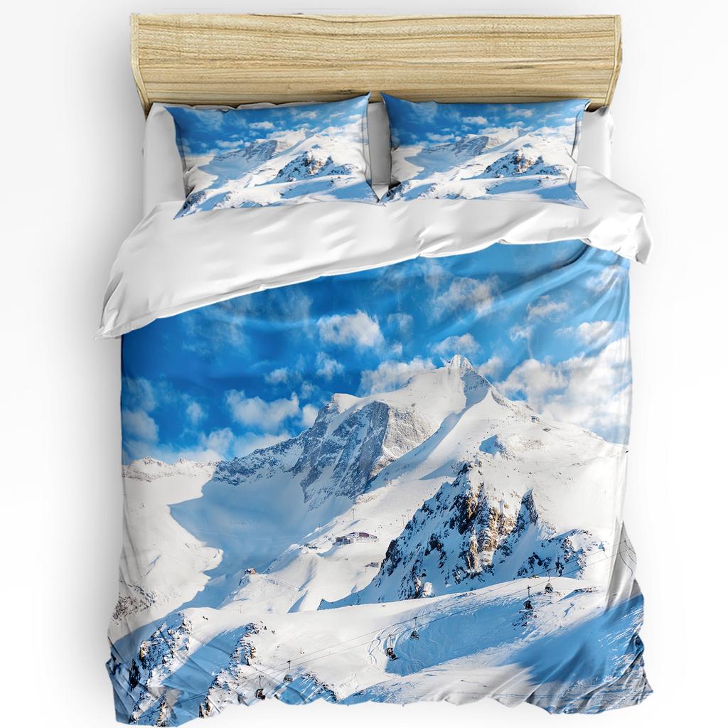 Vibrant Trendy Landscape Ink Painting Chinese Style 3pcs For Bedroom Bed Home Textile Double Quilt