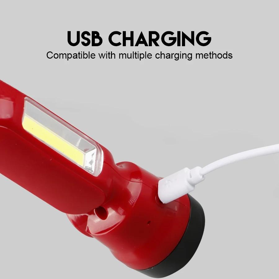 Mini Portable LED Flashlights Keychain USB Rechargeable Flashlight Pocket COB Torches Outdoor Emergency Lighting Floodlight
