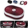 High Flow Chrome 12'x2' Oval Air Cleaner Filter Assembly 5-1/8' Carb Neck W/ Flow-Thru Lid for GMC Chevy Ford Chryler Dodge