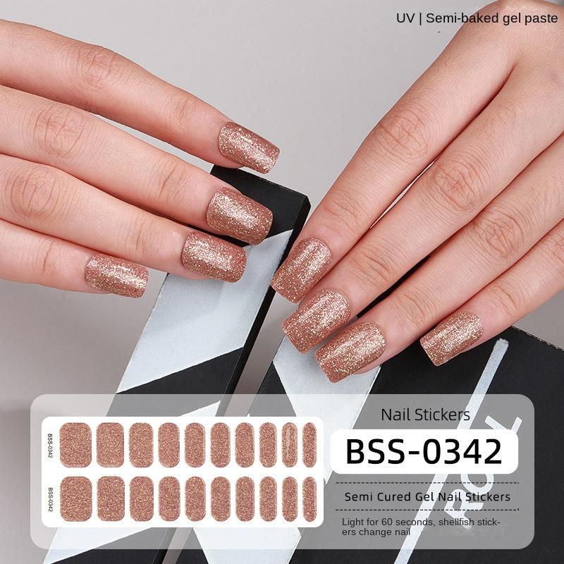 

Новые однотонные наклейки для гелевого маникюра с луковым порошком, полуотвержденные гелевые наклейки для ногтей, наклейки для маникюра BSS-0342