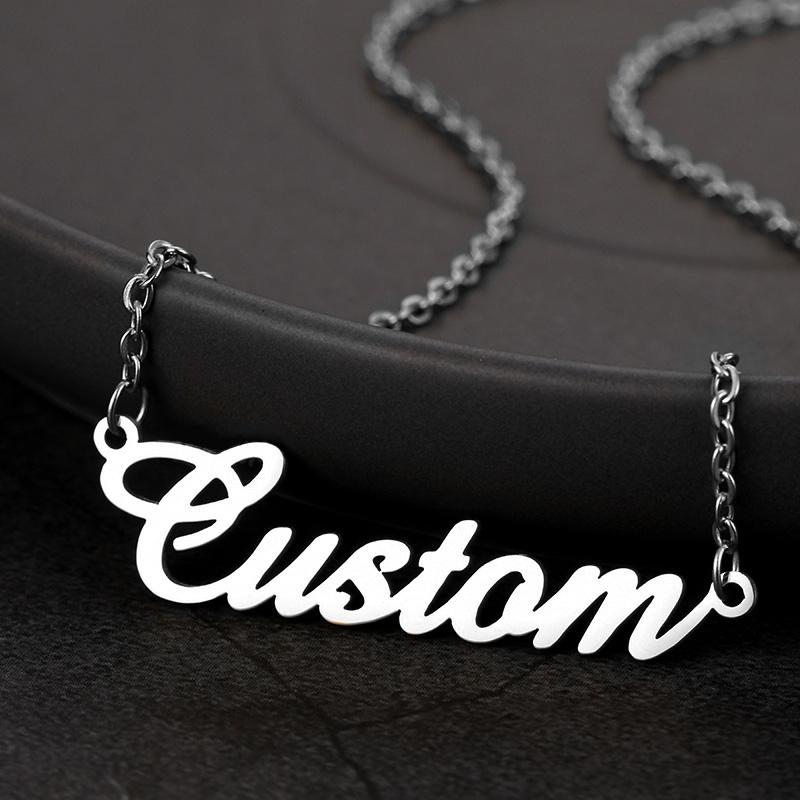 Personalised Custom Name Necklace Stainless Steel Jewelry 18K Gold Plated Letter Customized Name Pendant Necklace